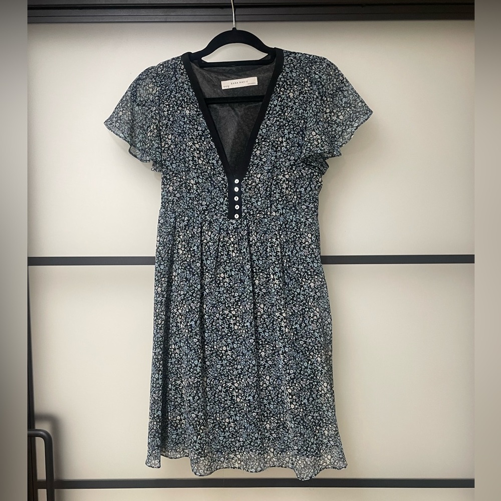 Zara blue floral dress size L